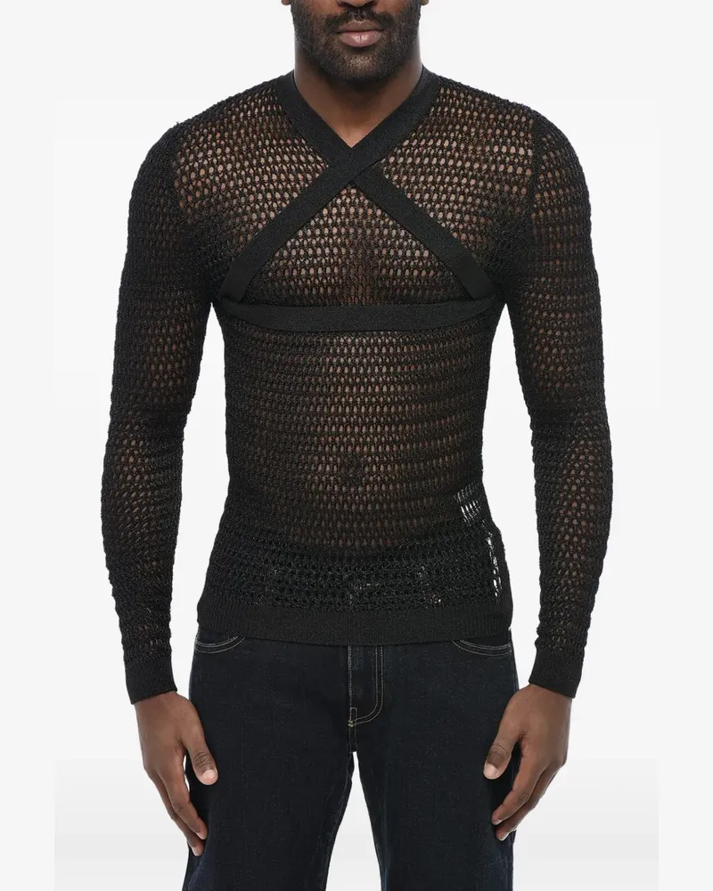 OFF-WHITE criss-cross net-knit sweater - Schwarz Schwarz