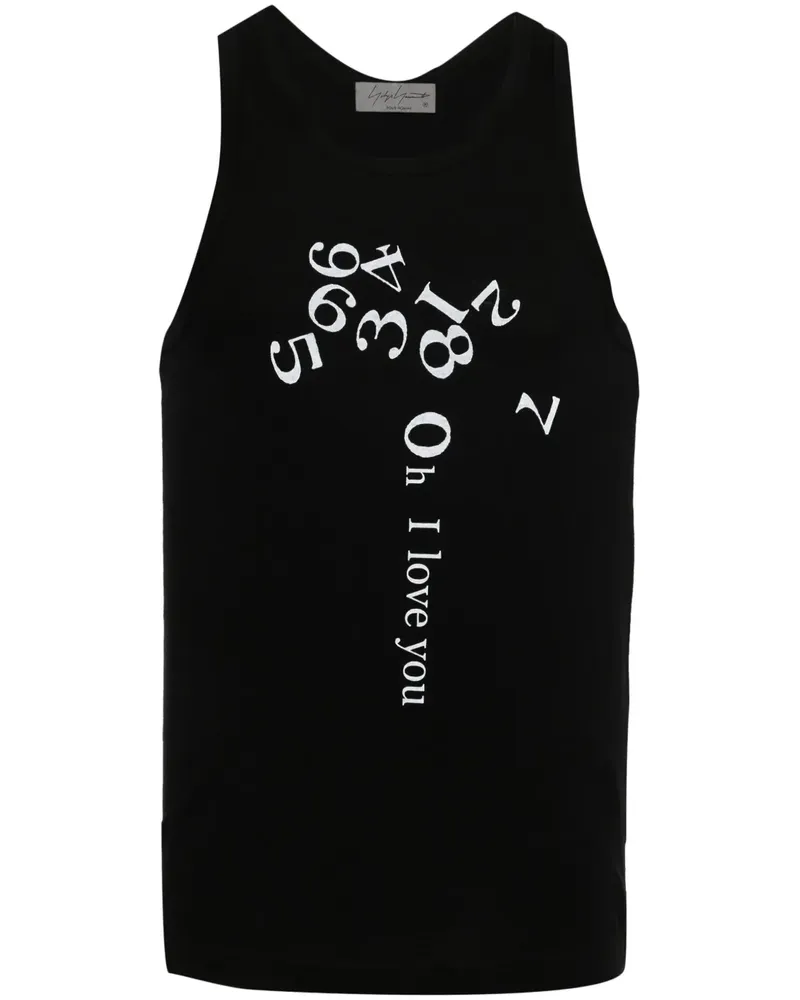 Yohji Yamamoto Tanktop mit Nummern-Print - Schwarz Schwarz