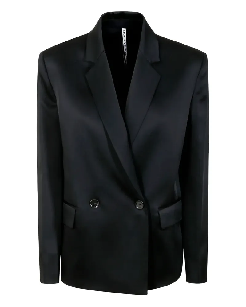Liviana Conti Doppelreihiger Blazer aus Satin - Schwarz Schwarz