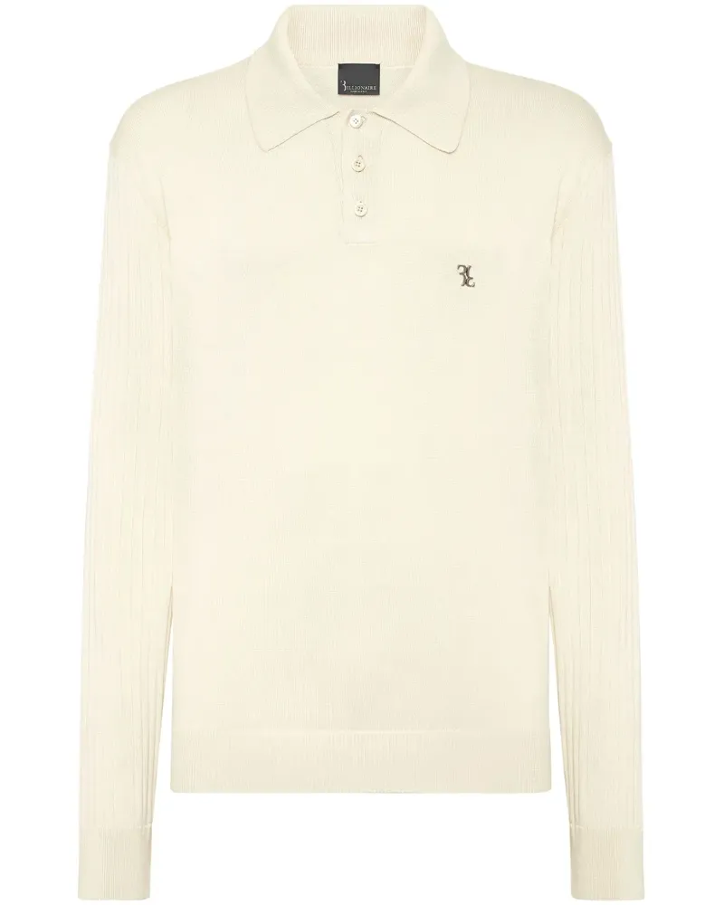 Billionaire Poloshirt mit Logo-Schild - Weiß Weiß