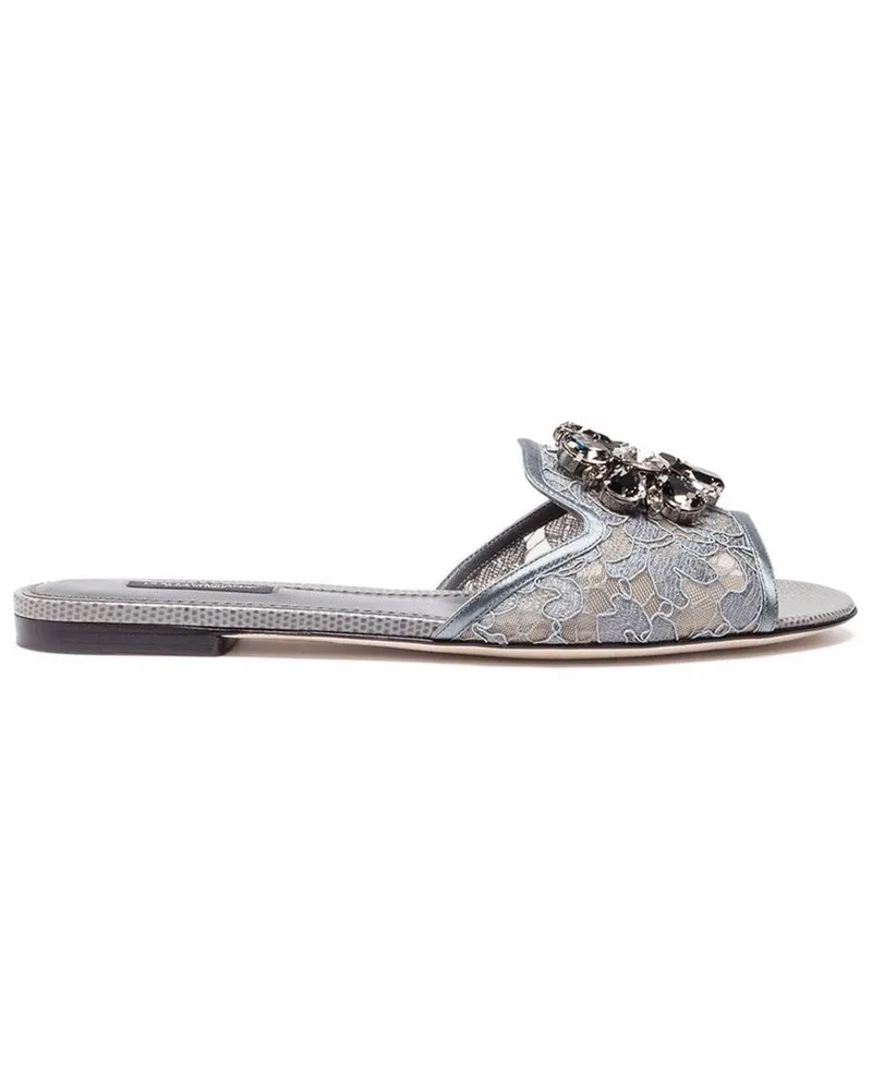 Dolce & Gabbana Rainbow Lace Sandalen mit Brosche - Grau Grau