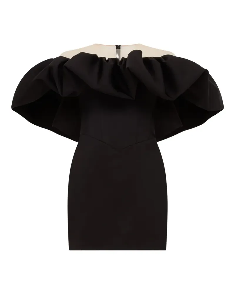 David Koma ruffled panelled mini dress - Schwarz Schwarz