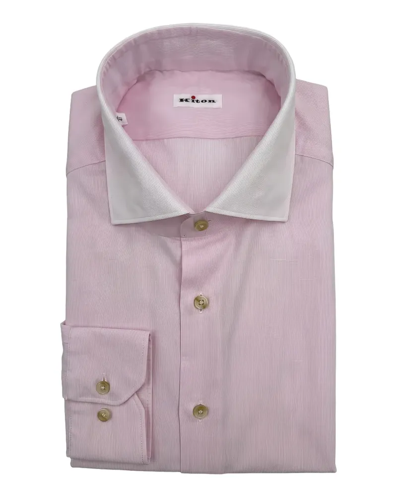 Kiton striped contrast-collar shirt - Rosa Rosa