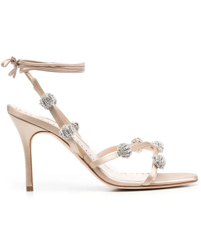 Manolo Blahnik Elsaka Sandalen 100mm - Nude Nude