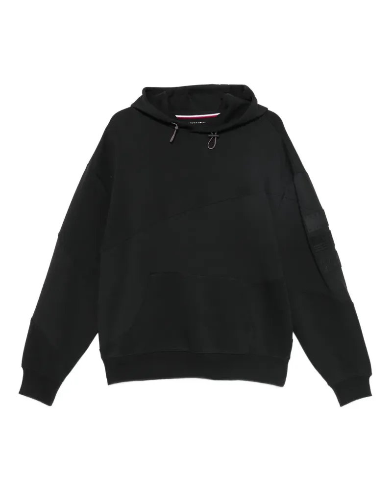Tommy Hilfiger logo-patch panelled hoodie - Schwarz Schwarz