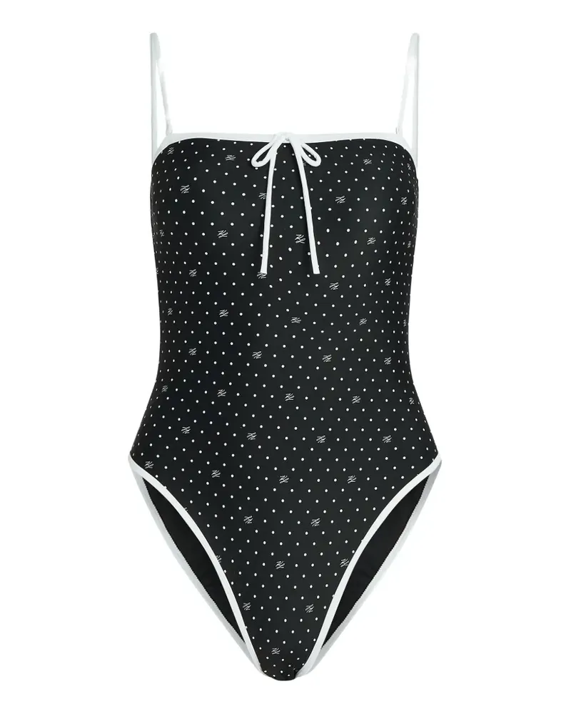 Karl Lagerfeld Badeanzug mit Polka Dots - Schwarz Schwarz