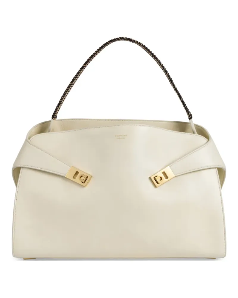 Ferragamo Hug soft bicolor shoulder bag (L) - Weiß Weiß