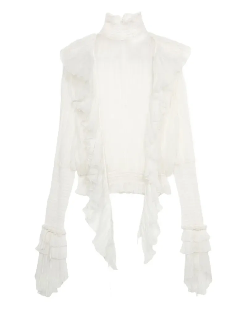 Blumarine Top mit Falten - Weiß Weiß
