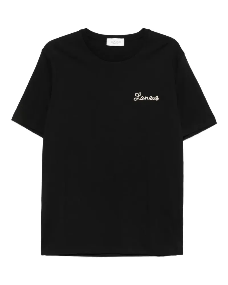 Laneus T-Shirt mit Logo-Stickerei - Schwarz Schwarz
