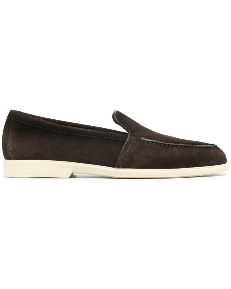 Santoni Loafer aus Wildleder mit runder Kappe - Braun Braun