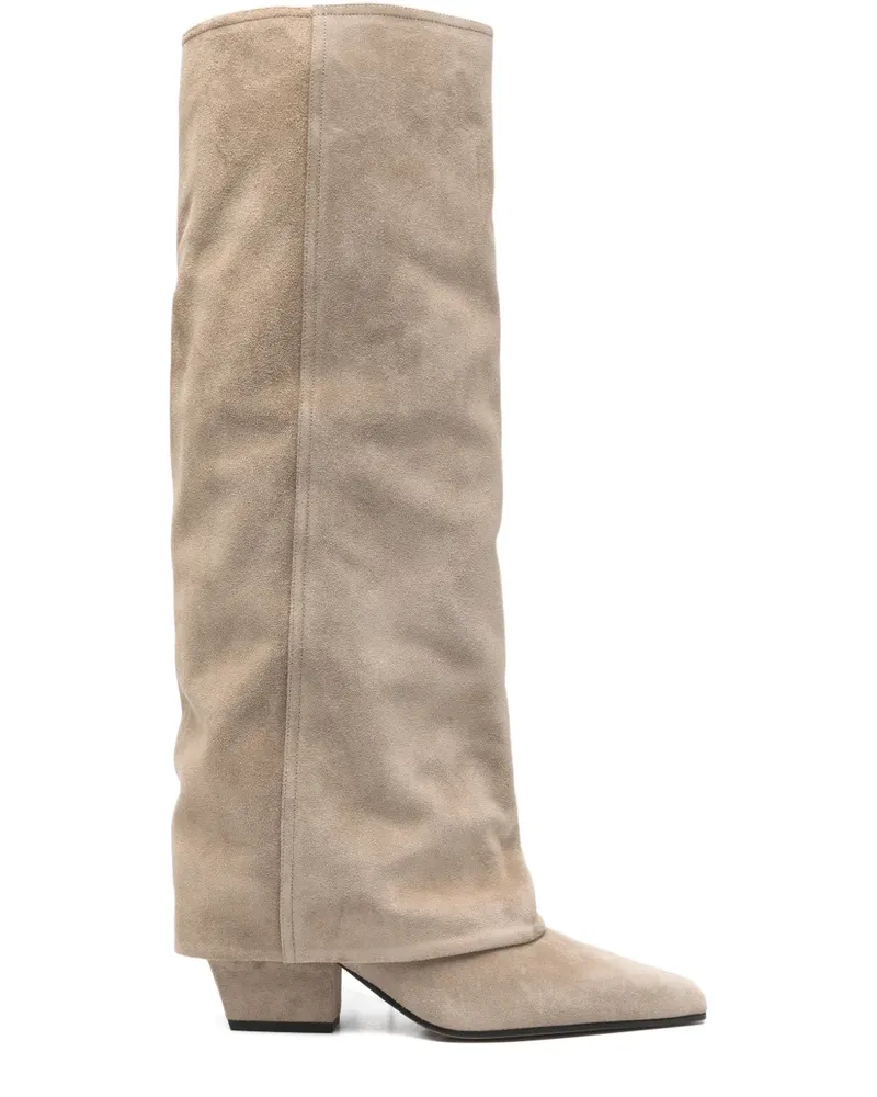 Paris Texas pointed-toe suede boots - Nude Nude