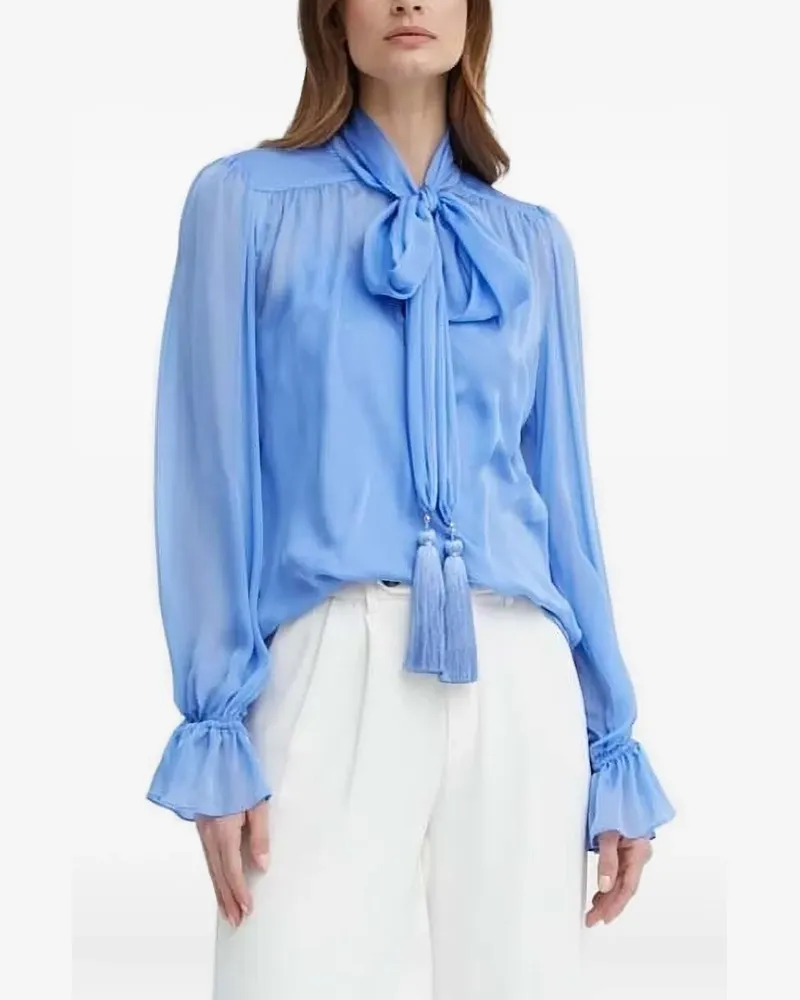 Luisa Spagnoli Schleifenbluse mit Quastendetail - Blau Blau