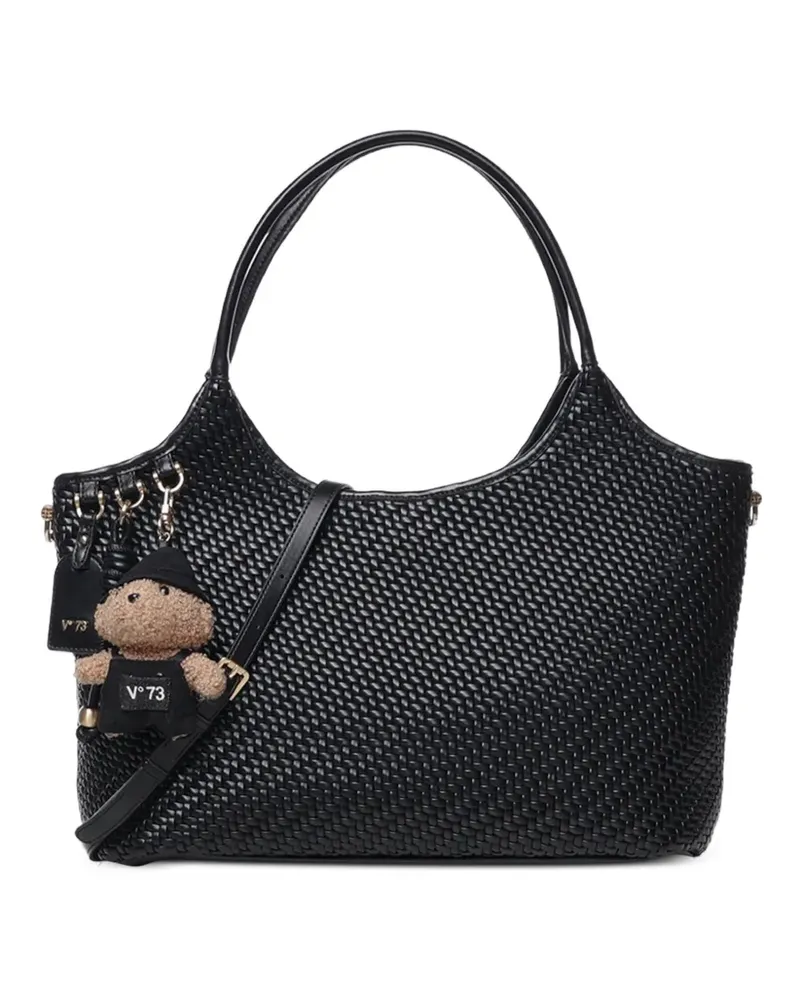 V°73 Schultertasche mit Webmuster - Schwarz Schwarz