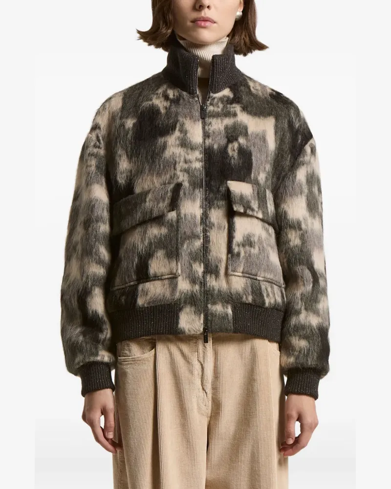 Peserico Reißverschluss-Jacke mit Camouflagemuster - Grün Grün