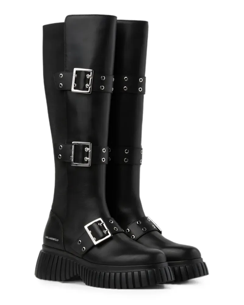 Karl Lagerfeld Kreeper Stiefel mit Wedge-Schnalle - Schwarz Schwarz