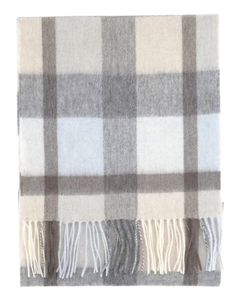 Purotatto check-pattern fringed scarf - Nude Nude
