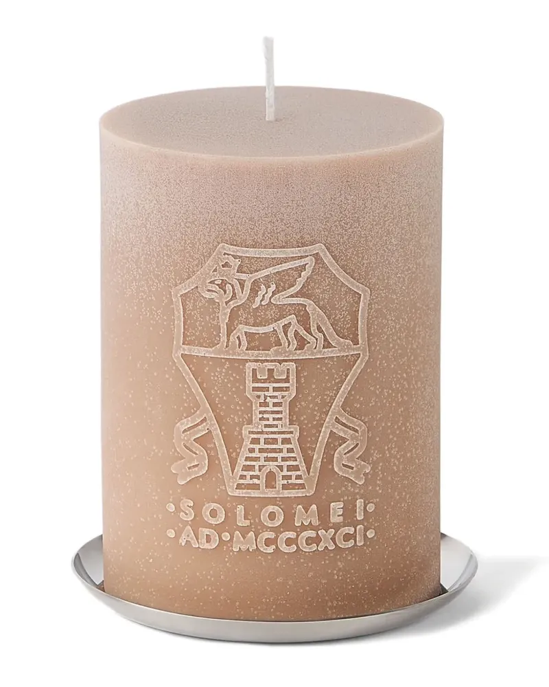 Brunello Cucinelli Kerze mit Sockel aus geprägtem Stahl - Nude Nude