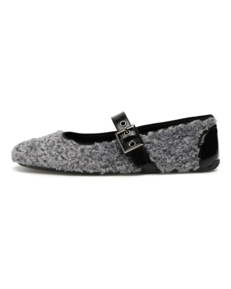 Candice Cooper Dafne Brid Teddy Ballerinas aus Faux Shearling - Grau Grau