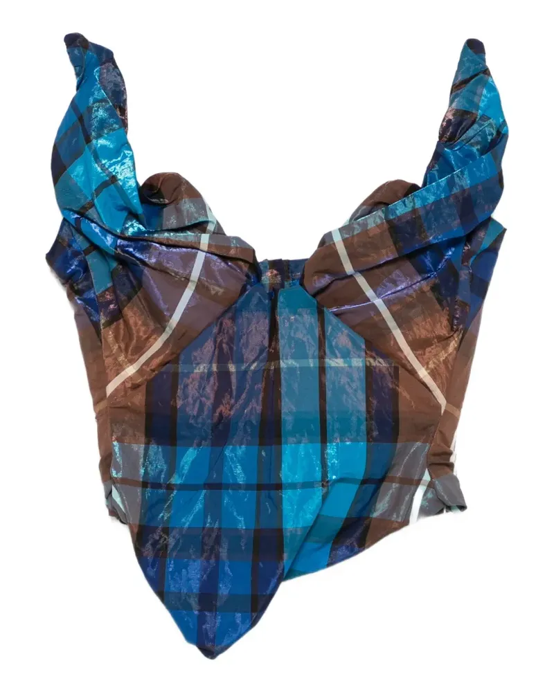 Vivienne Westwood Drapiertes Corsage-Top mit Schottenkaro - Blau Blau