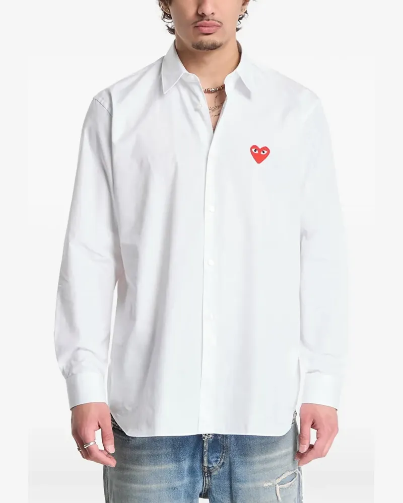 Comme des Garçons heart-patch long-sleeve shirt - Weiß Weiß