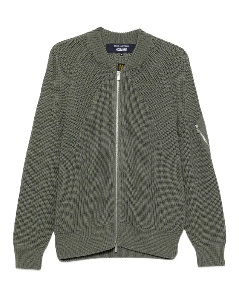 Comme des Garçons zip-up ribbed-knit cardigan - Grün Grün