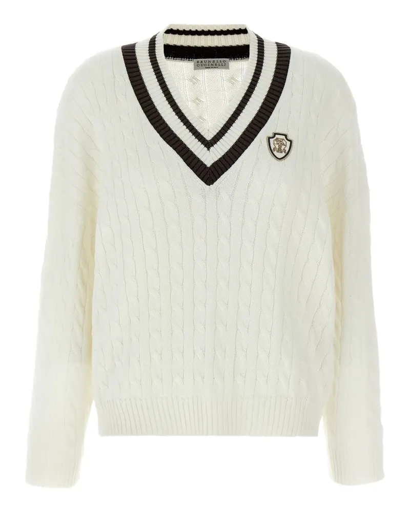 Brunello Cucinelli Pullover mit Zopfmuster - Weiß Weiß
