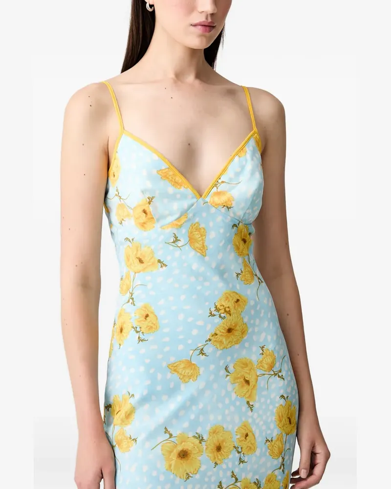 Never Fully Dressed Maxikleid mit Blumenprint und Rosettendetail - Blau Blau