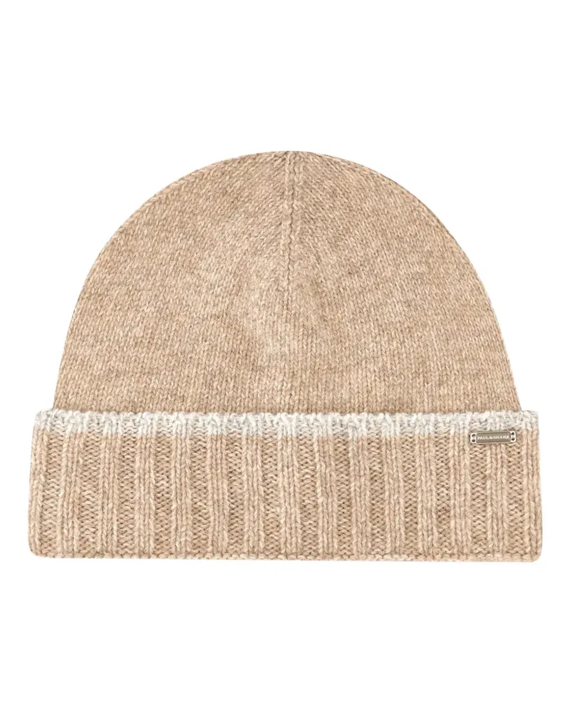 Paul & Shark Gerippte Beanie - Nude Nude