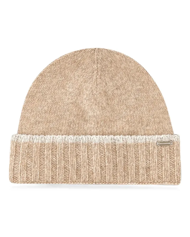 Paul & Shark ribbed-knit beanie hat - Nude Nude