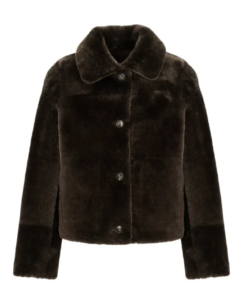 Yves Salomon Shearling-Jacke mit Knopfverschluss - Braun Braun