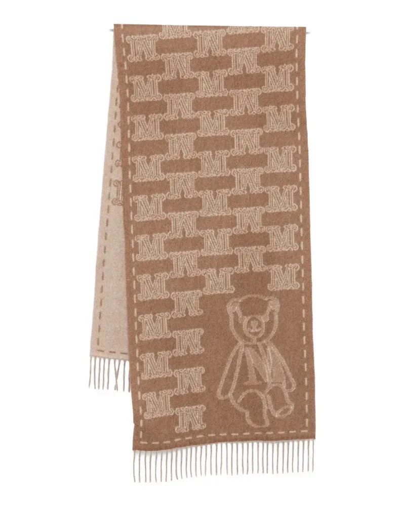 Max Mara teddy-bear motif cashmere scarf - Nude Nude