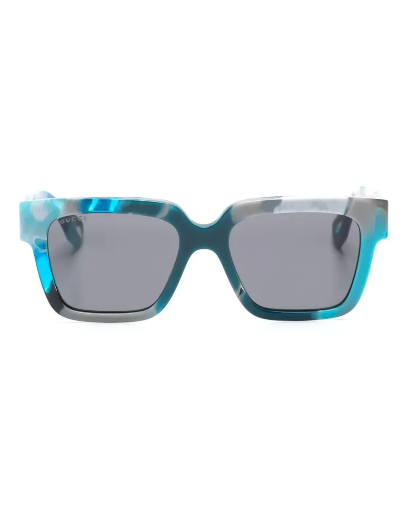 Gucci Sonnenbrille mit eckigem Gestell - Blau Blau
