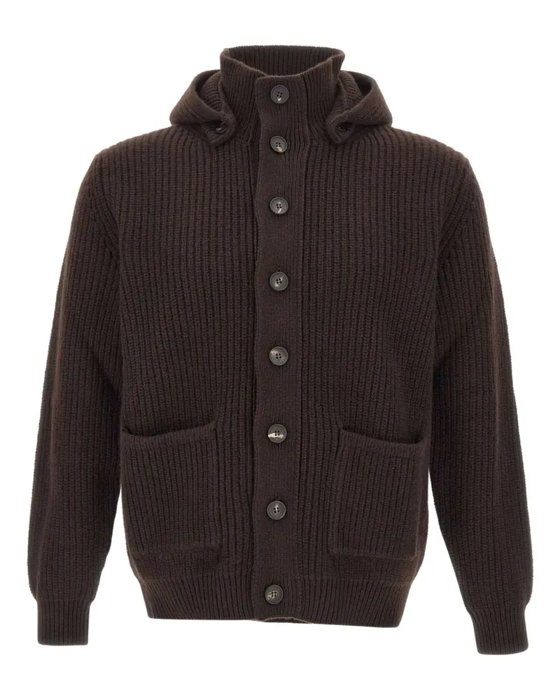 Filippo de Laurentiis Gerippter Cardigan mit Kapuze - Braun Braun