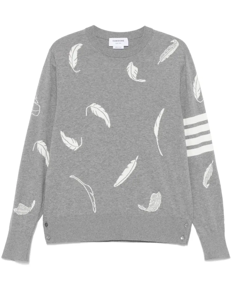 Thom Browne Pullover mit Feder-Intarsie - Grau Grau