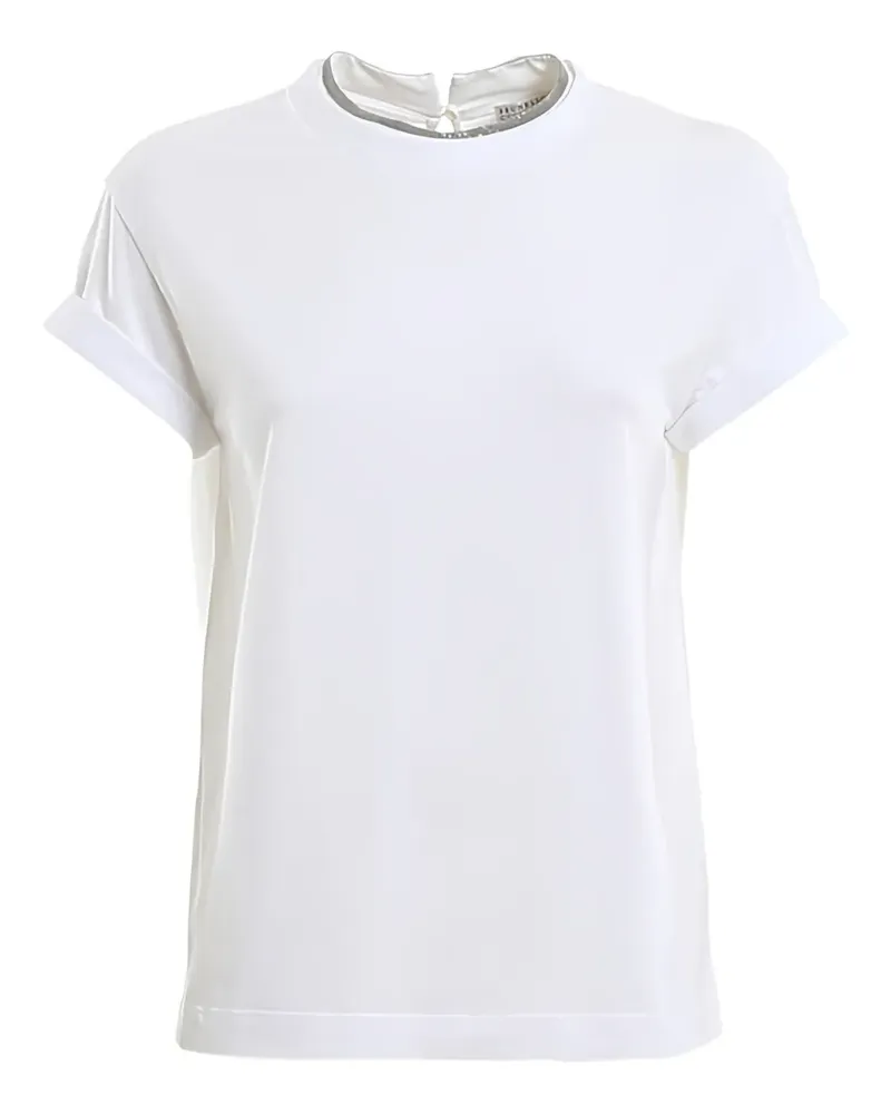 Brunello Cucinelli T-Shirt mit aufgerollten Ärmeln - Weiß Weiß