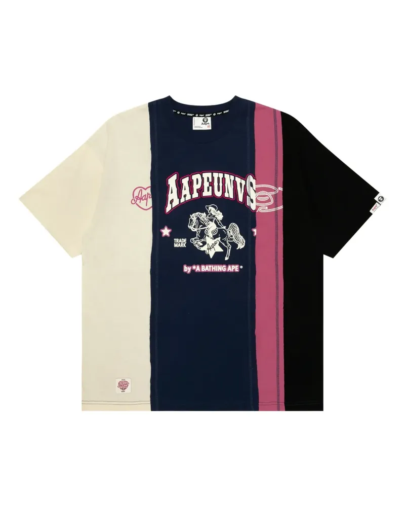BAPE T-Shirt in Colour-Block-Optik - Blau Blau