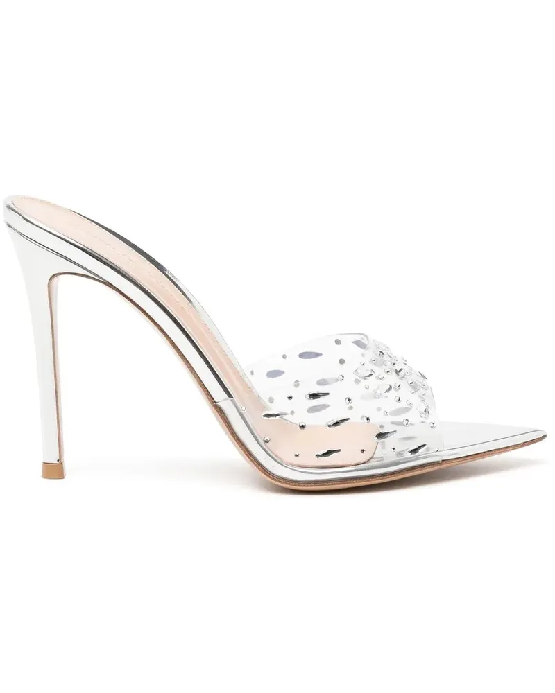 Gianvito Rossi Transparente Pantoletten mit Kristallen - Silber Silber