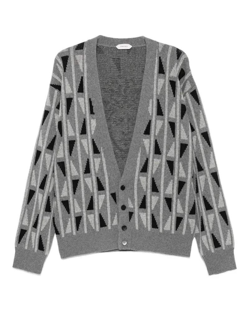 Versace Geometrisch gemusterter Cardigan - Grau Grau