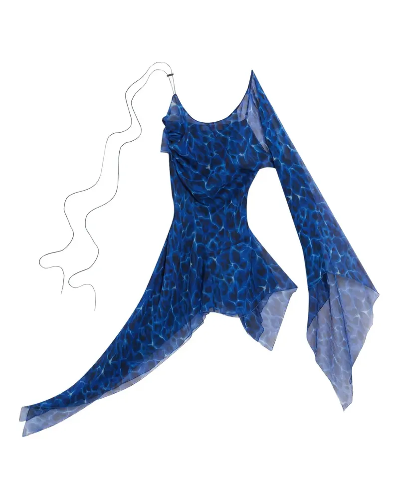 Charlotte Knowles Asymmetrisches Kleid mit Print - Blau Blau