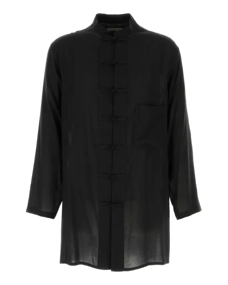 Yohji Yamamoto Langärmeliges Pour Homme Hemd aus Cellulose - Schwarz Schwarz