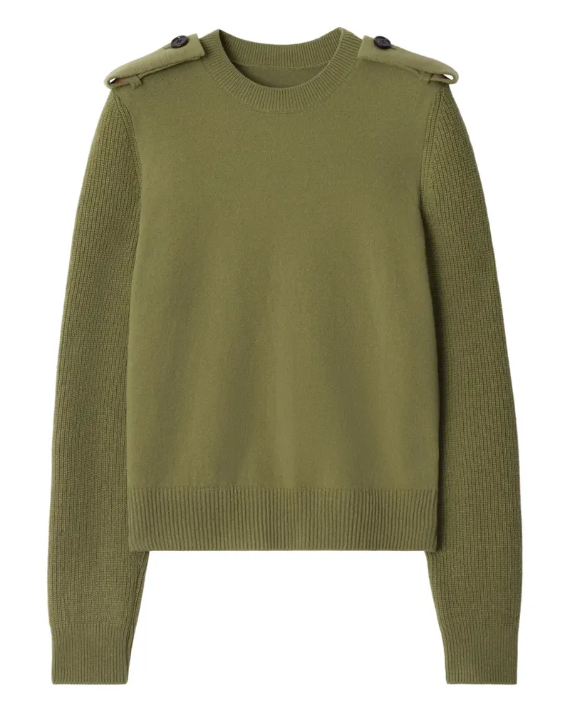 Burberry Karierter Pullover mit Schulterklappen - Grün Grün