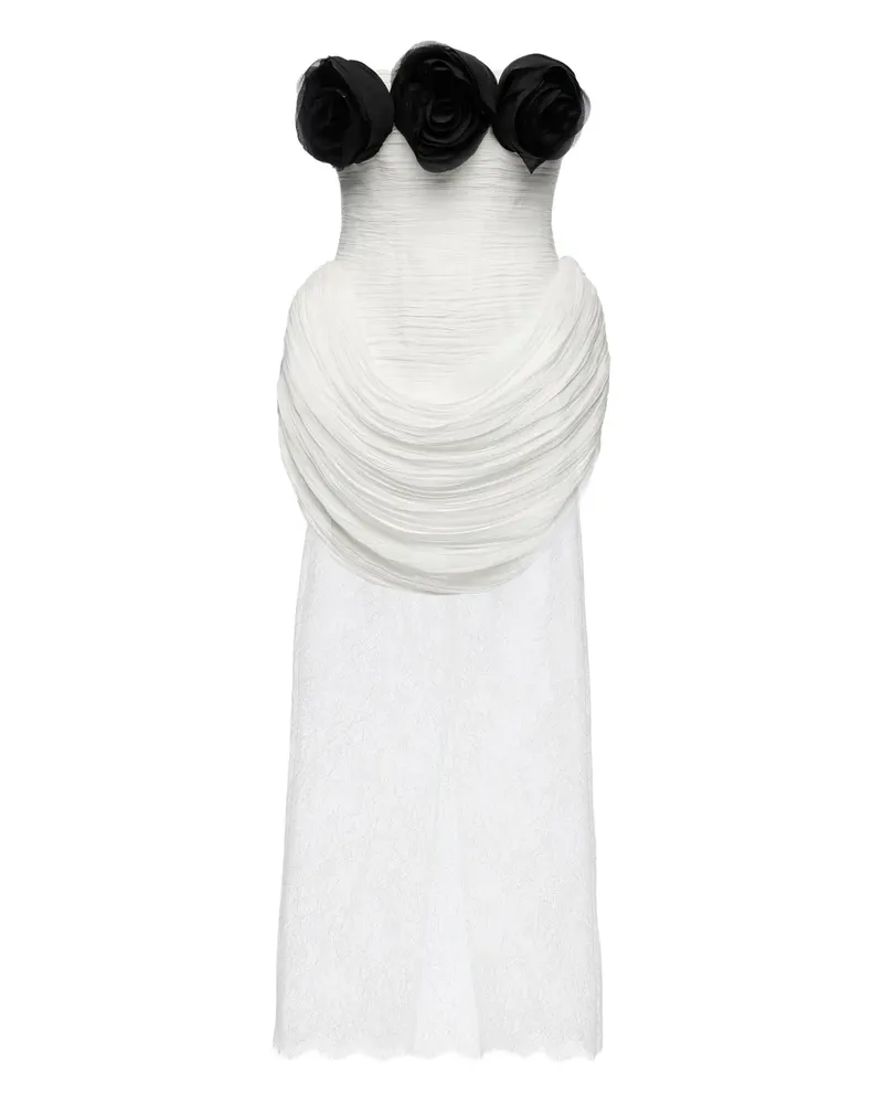 Ana Radu Maxikleid mit Rosenverzierung - Weiß Weiß