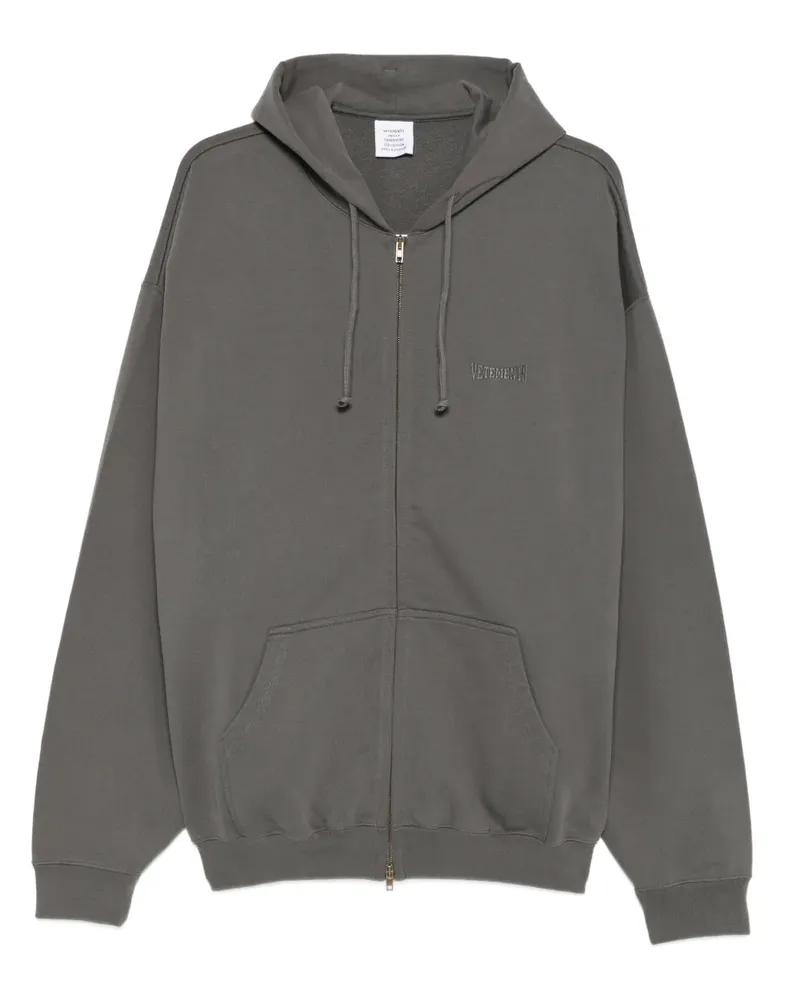 VETEMENTS embroidered zip hoodie - Grau Grau