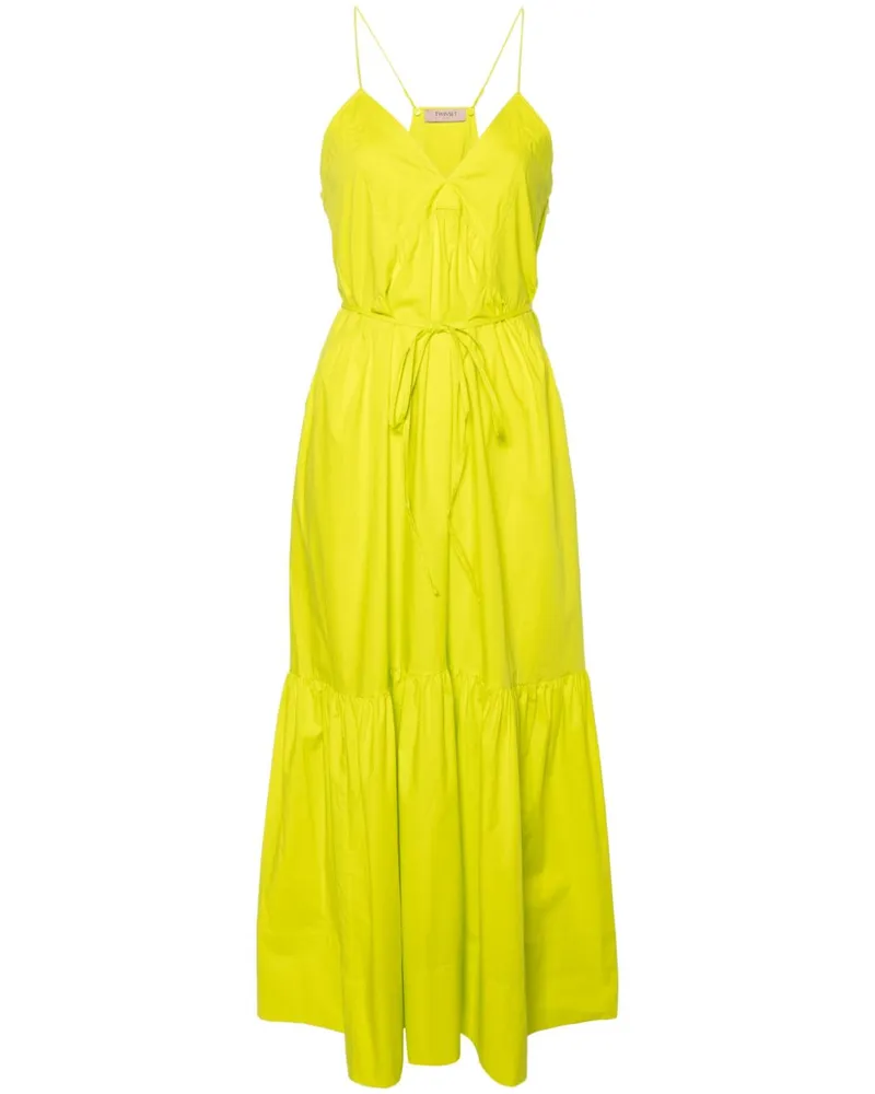 Twin-Set Gerafftes Popeline-Maxikleid - Grün Grün