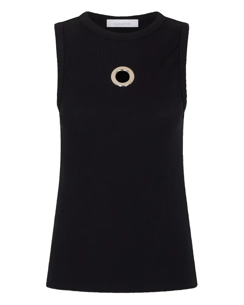 Paco Rabanne Geripptes Tanktop mit Ösendetail - Schwarz Schwarz
