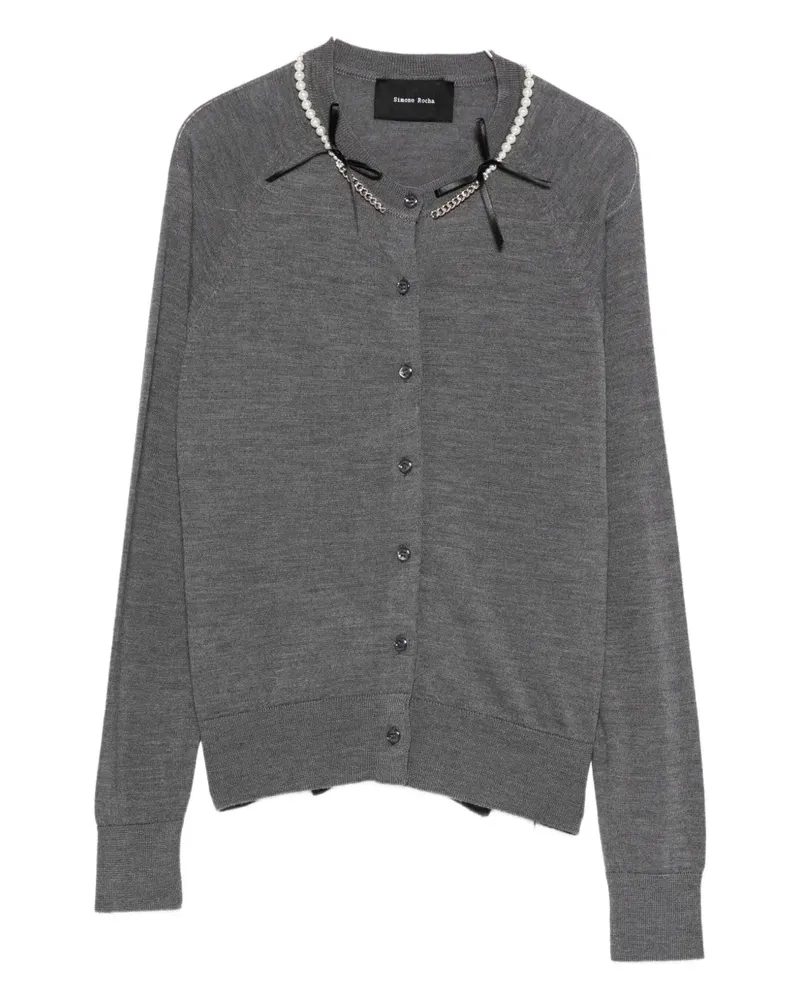 Simone Rocha pearl-embellishment cardigan - Grau Grau