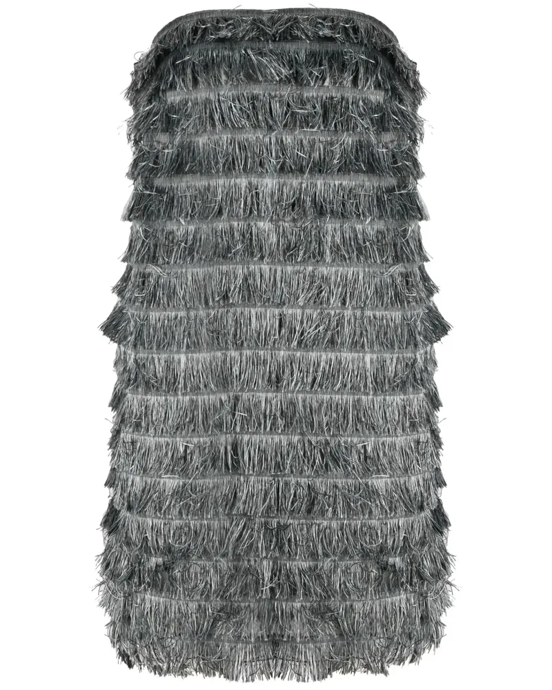 Alberta Ferretti Minikleid mit Fransen - Grau Grau
