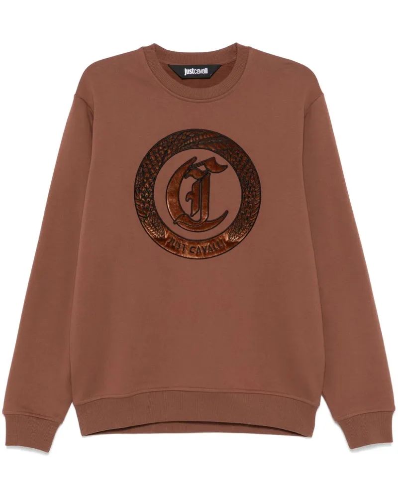 Just Cavalli Sweatshirt mit Logo-Stickerei Braun