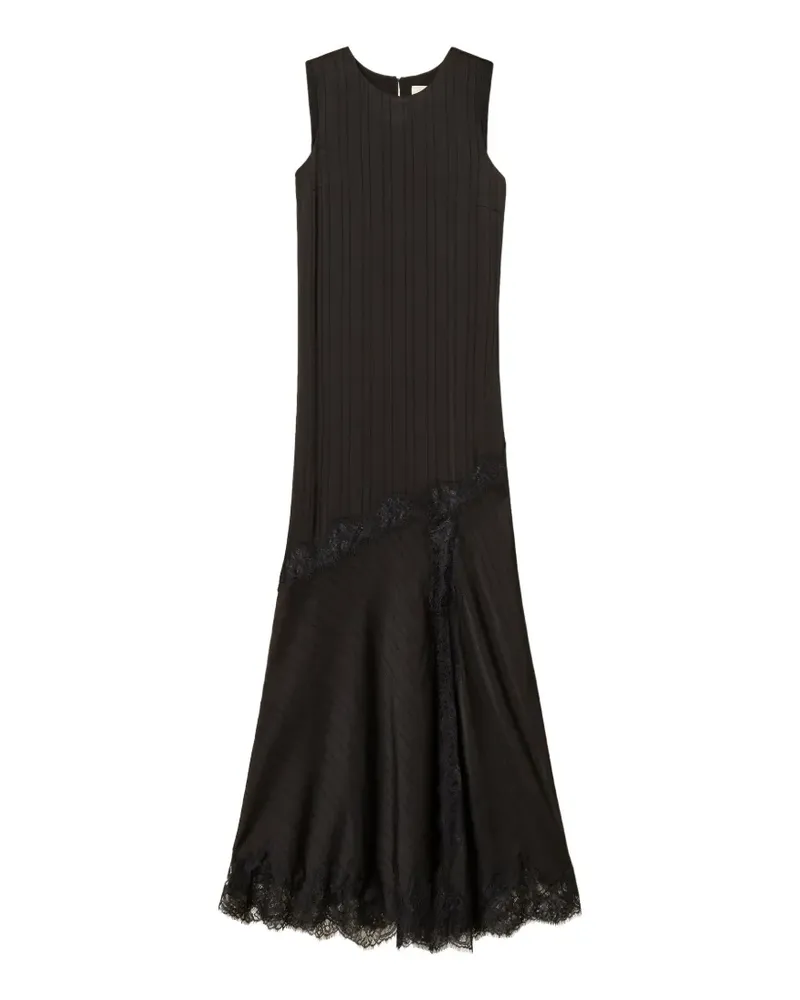 Twin-Set Langes Kleid aus Satin und Spitze - Schwarz Schwarz
