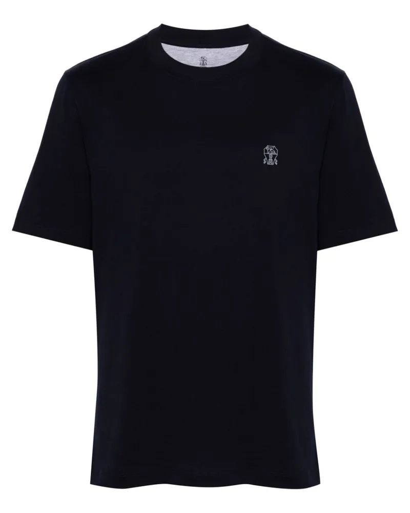 Brunello Cucinelli T-Shirt mit Logo-Print - Blau Blau